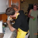 prepping waffle batter