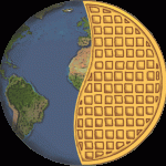 Global Vegan Waffle Party waffle globe cutout 600x591