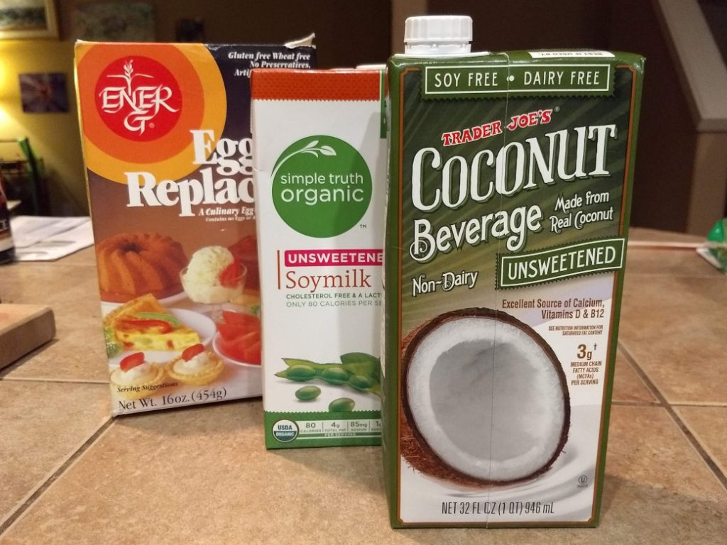 vegan milk and egg substitutes