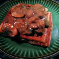 Umami Mama Vegan Waffle with Savory Cashew Cream Sauce