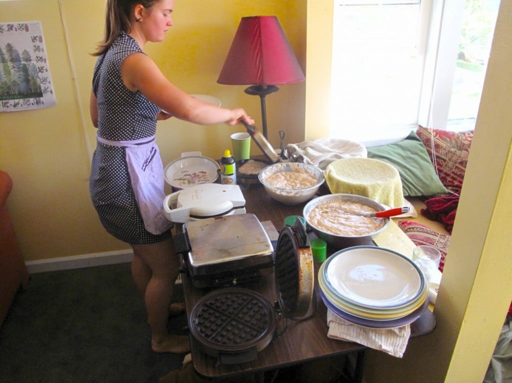 Marisa hosting a Seattle vegan waffle party