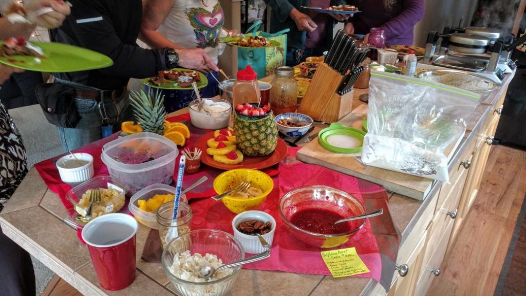 waffle party bar with many toppings