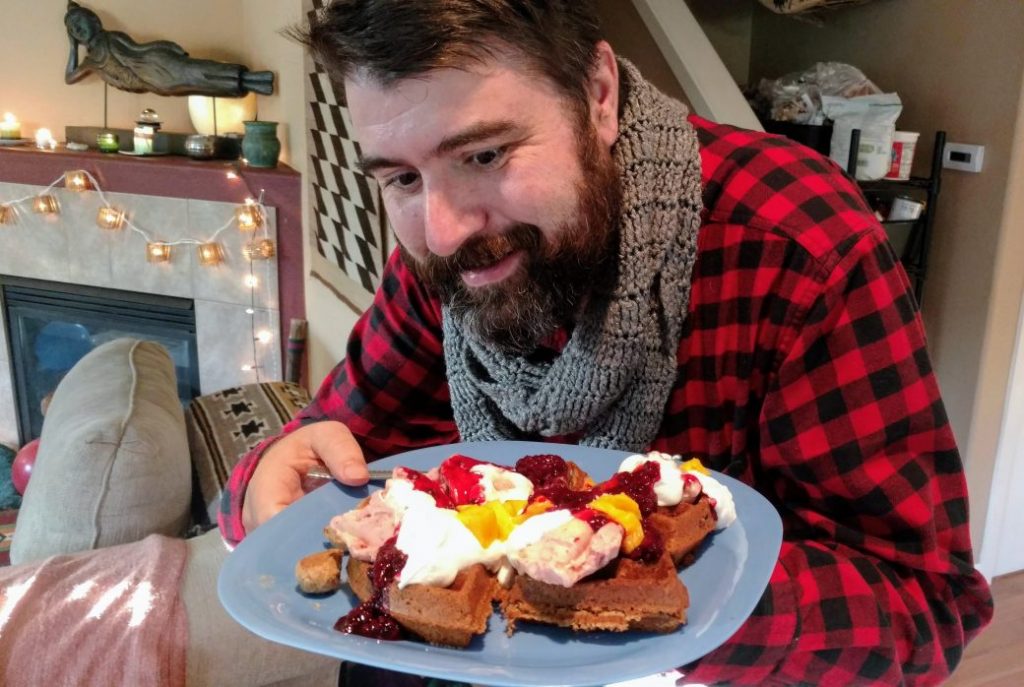 waffle party guest eyes delicious feast