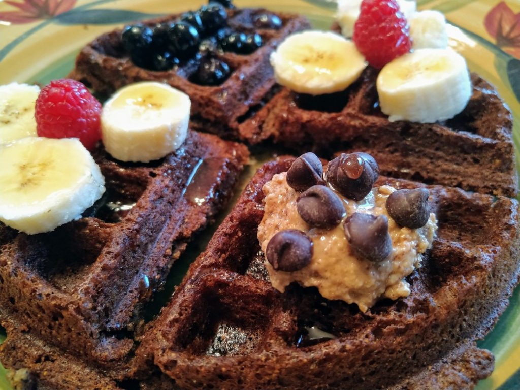 vegan waffle with various toppings from Feast of Tofumet waffle party