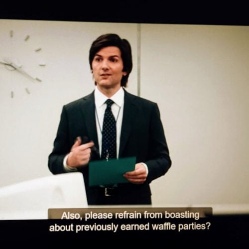 please refrain from boasting about waffle parties