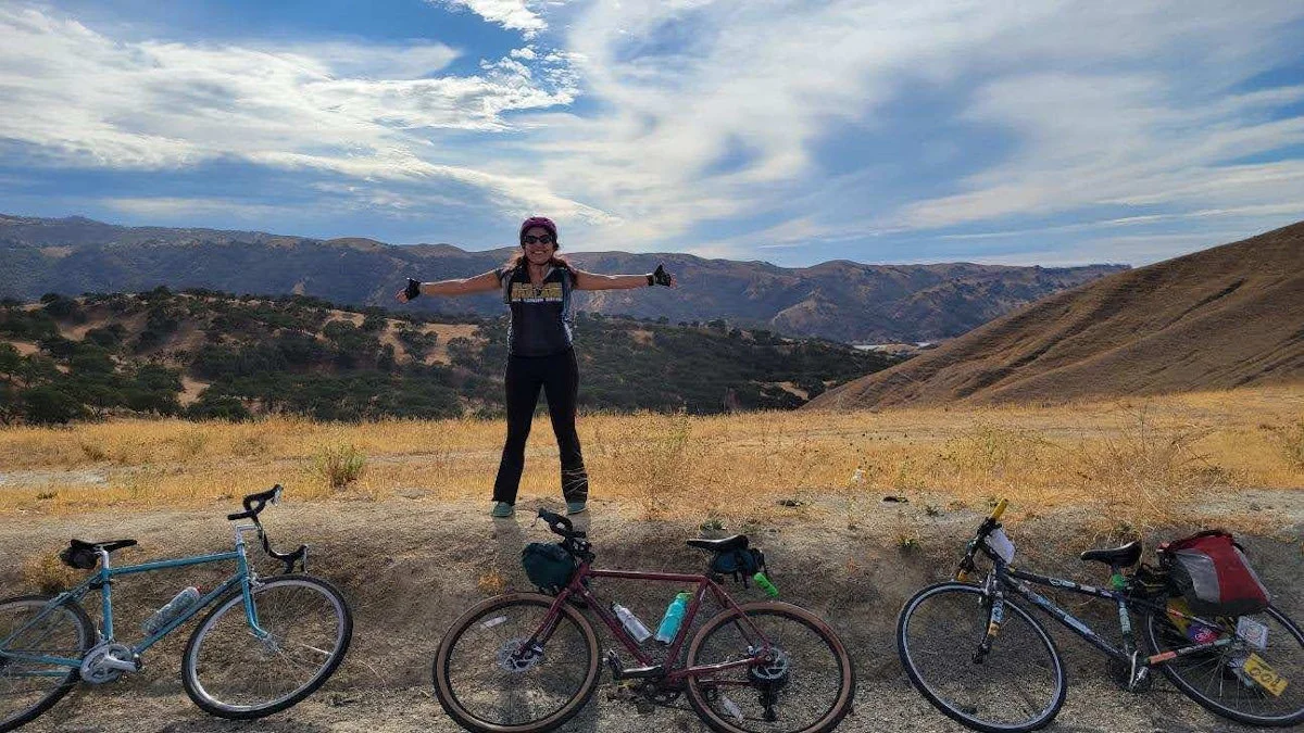 vegan waffle party host Mimi Torres with bicycles